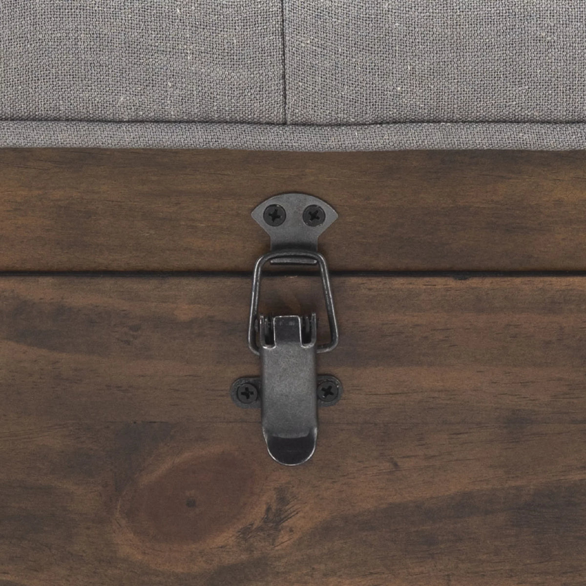 Grey Linen Storage Ottoman Y9385