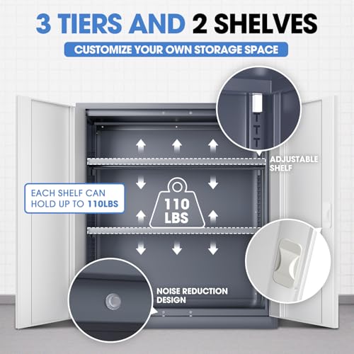 Metal Storage Cabinet with 2 Doors and 2 Adjustable Shelves K35755