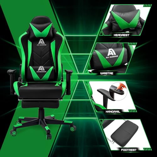 Black Purple Ergonomic Gaming Chair with Footrest A37077
