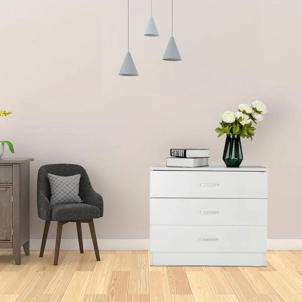 White 3-Drawer Wood Dresser U221