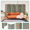 5.7ft Wood Fiber Woven 8 Panels Grey Wood Room Divider O385261
