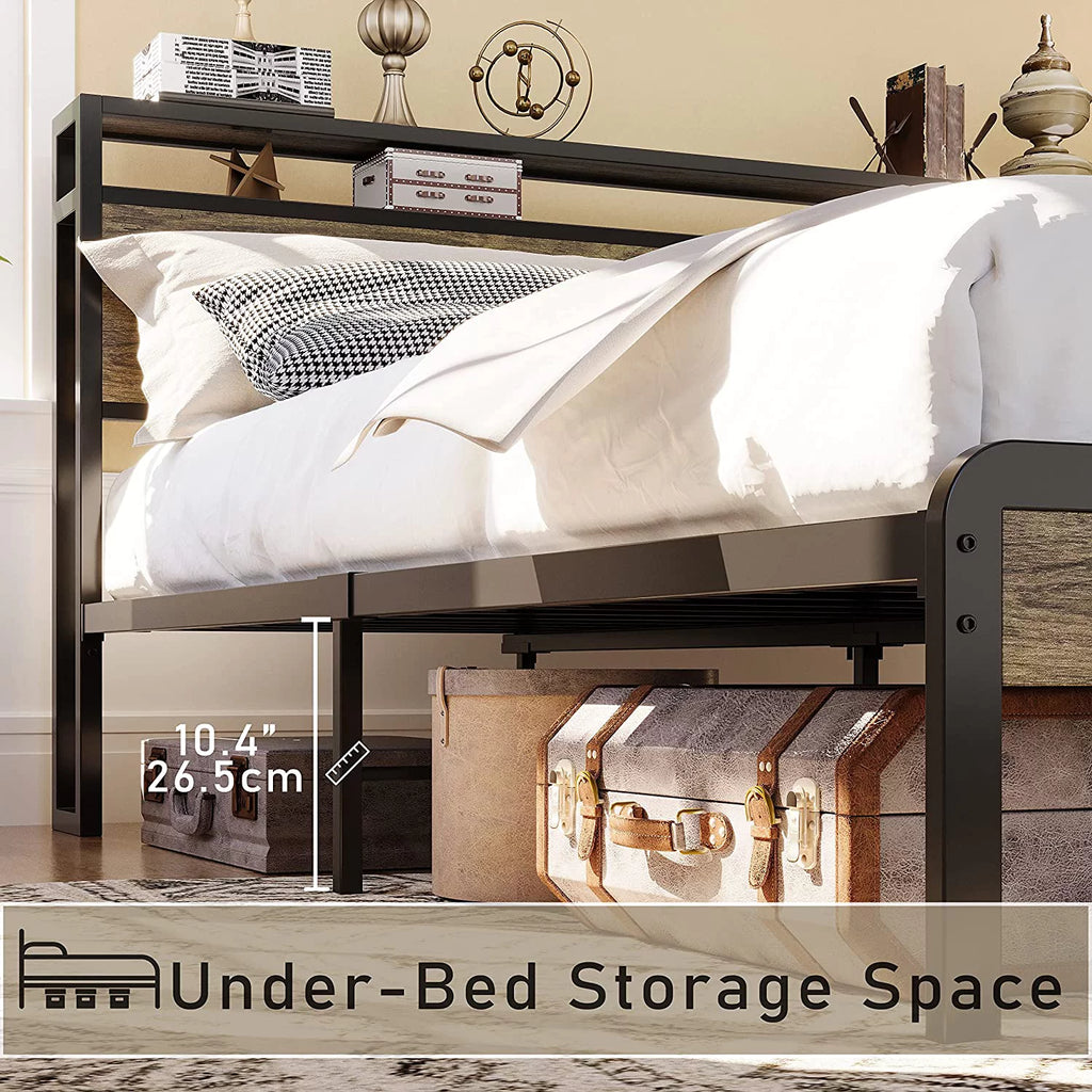 King Size Bed Frame with Storage Headboard P98641