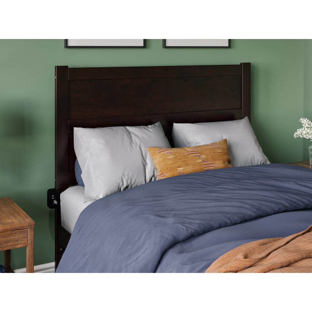 Solid Wood Platform Bed with Foot Drawer Storage, Espresso Full Size B514